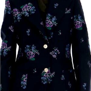 Gucci 3 piece floral print navy/ pink peri and green blazer tunic and pant